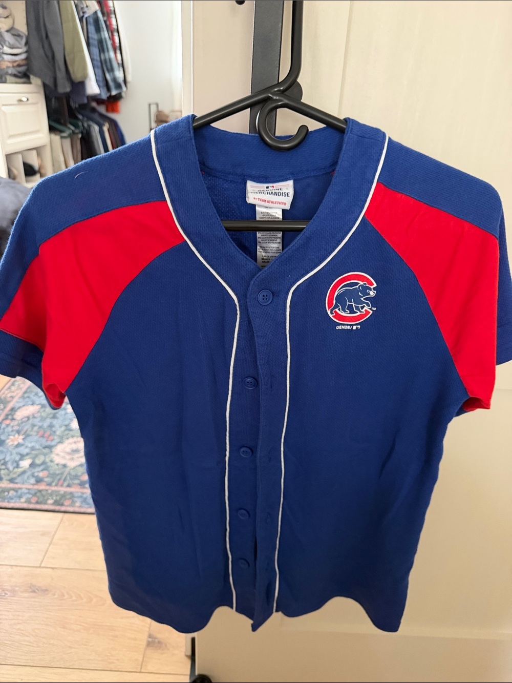 Kids Blue & Red Baseball-Style Jersey with Team Logo